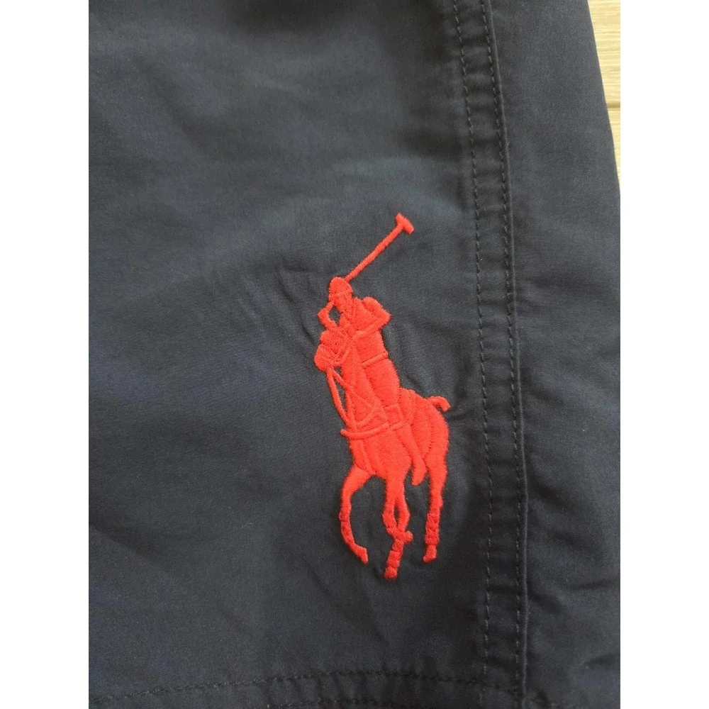 Polo Ralph Lauren Boys Navy Blue Embroidered Big Pony Swim Trunks Medium 10-12